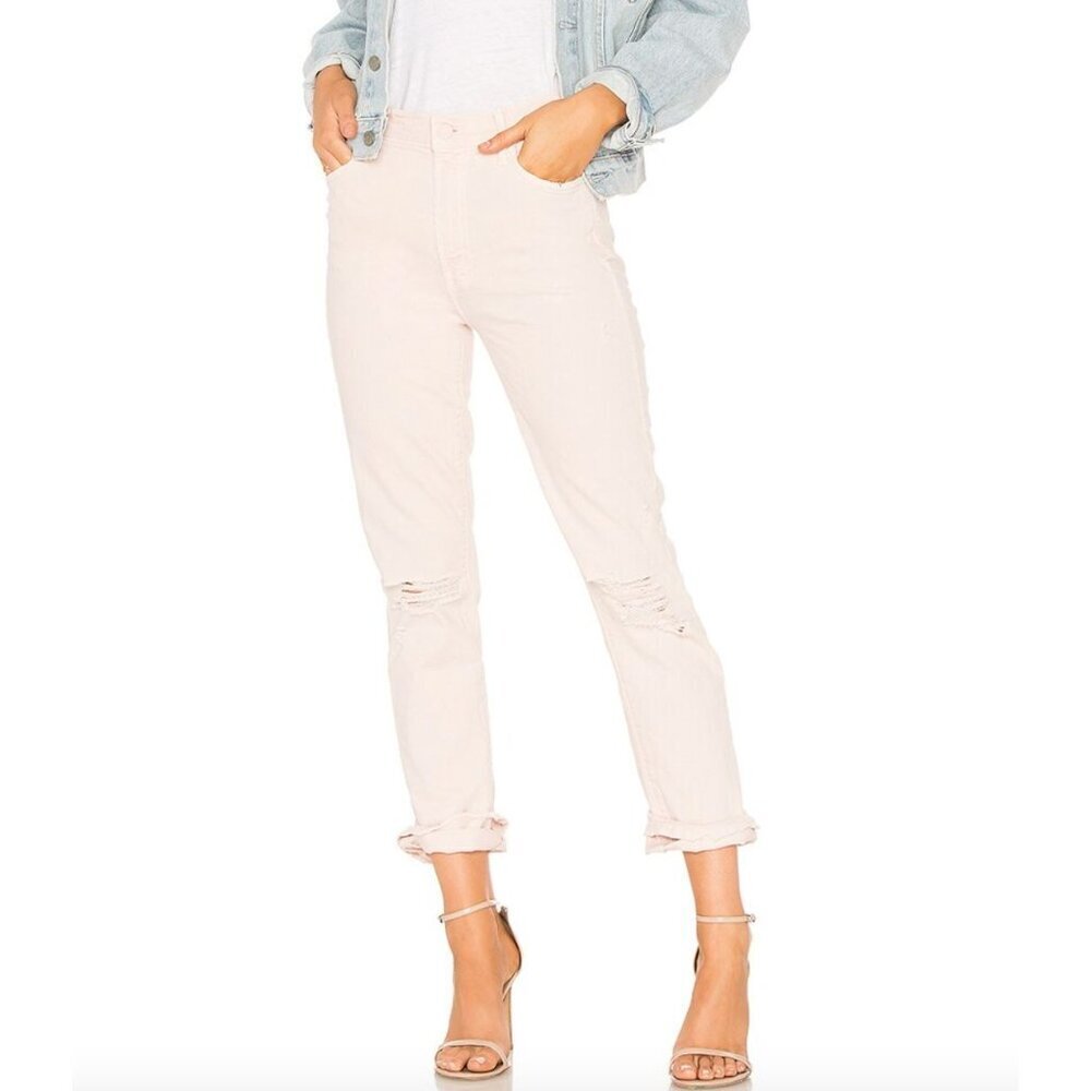 MOTHER Superior High Waisted Rascal Ankle Jean The Devil Drinks Coffee Pink 25